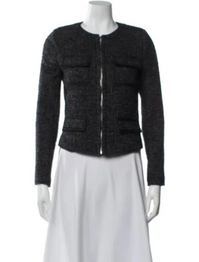 Pre-owned Claudie Pierlot Wool Plaid Print Evening Jacket In Black