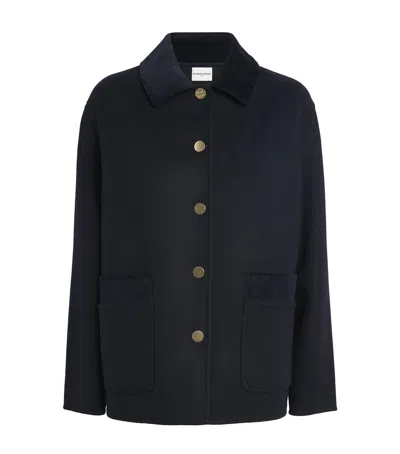 Claudie Pierlot Wool Tailored Coat In Blue