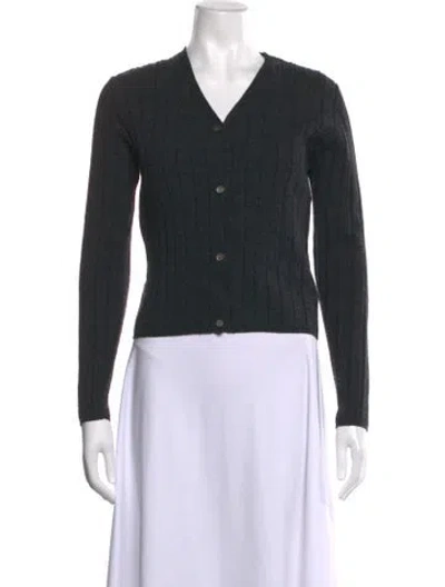 Pre-owned Claudie Pierlot Wool V-neck Button-up Top In Black