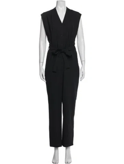 Pre-owned Claudie Pierlot Wool V-neck Jumpsuit In Black