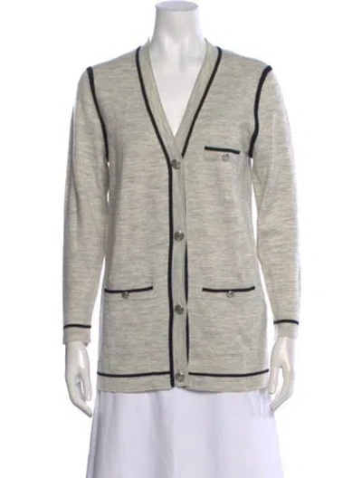 Pre-owned Claudie Pierlot Wool V-neck Sweater In Grey