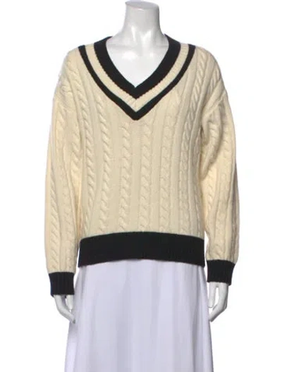 Pre-owned Claudie Pierlot Wool V-neck Sweater In Neutrals