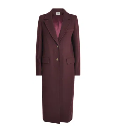 Claudie Pierlot Wool-blend Long Coat In Red