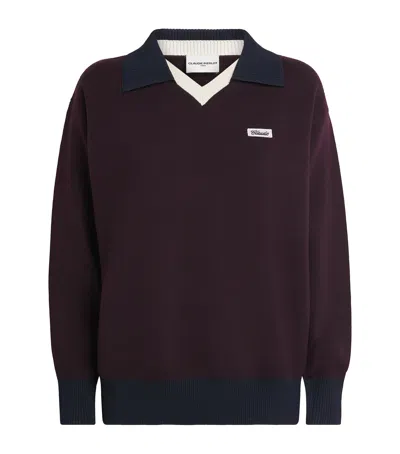 Claudie Pierlot Wool-blend Polo Sweater In Purple