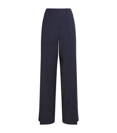 Claudie Pierlot Wool-blend Straight Trousers In Blue