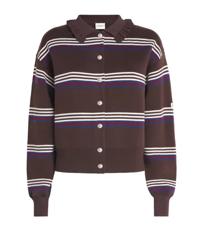 Claudie Pierlot Wool-blend Stripe Cardigan In Burgundy