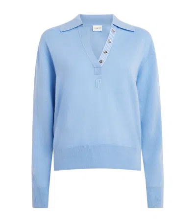 Claudie Pierlot Wool-cashmere Polo Sweater In Blue