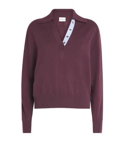 Claudie Pierlot Wool-cashmere Polo Sweater In Multi