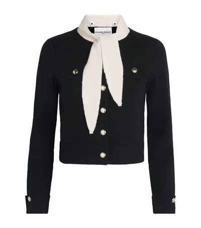 Claudie Pierlot Wool-cotton Scarf Cardigan In Black