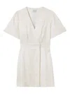 Claudie Pierlot Womens Ecru Wrap-front Short-sleeve Jacquard Mini Dress In Neutrals