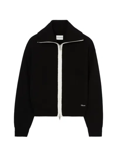Claudie Pierlot Zip-neck Knitted Cardigan In Black