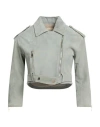 Claudie Woman Jacket Sage Green Size 2 Leather In Green