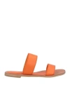 Claudio Cutuli Woman Sandals Orange Size 8 Leather