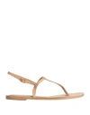 Claudio Cutuli Woman Thong Sandal Beige Size 10 Leather