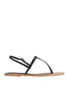 Claudio Cutuli Woman Thong Sandal Black Size 11 Leather