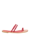 Claudio Cutuli Woman Thong Sandal Red Size 11 Leather In Red