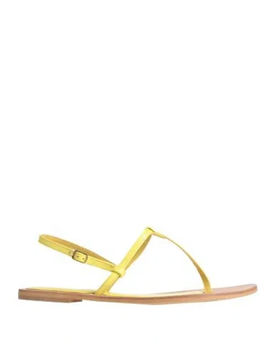 Claudio Cutuli Woman Thong Sandal Yellow Size 6 Leather