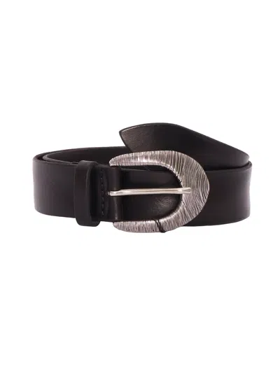 Claudio Orciani Black Calf Textured Belt