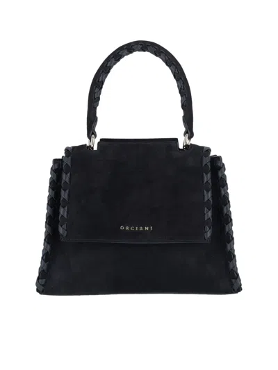 Claudio Orciani Black Sveva S Peach Cross Braided Shoulder Bag