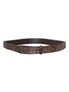 Claudio Orciani Brown Leather Belt With Colorful Studded Detailing In Brown