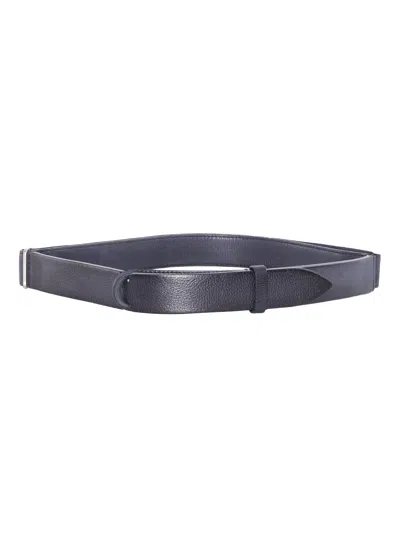 Claudio Orciani Calf Leather Rounded Buckle Belt In Black