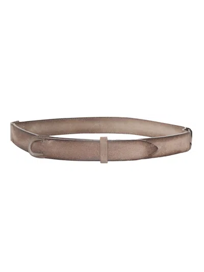 Claudio Orciani Cloudy Soft Suede Minimalist Belt In Beige
