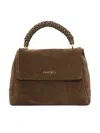 Claudio Orciani Structured Calf Leather Handbag With Polished Finish In Green