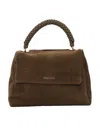 Claudio Orciani Structured Calf Leather Handbag With Polished Finish In Green