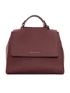 Claudio Orciani Structured Pebbled Leather Handbag With Flap Closure In Red