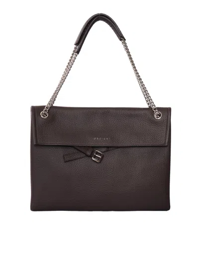 Claudio Orciani Midi Sveva Venus Soft Textured Leather Shoulder Bag In Grey