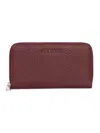 Claudio Orciani Rectangular Zip-around Wallet In Textured Calf Leather In Burgundy