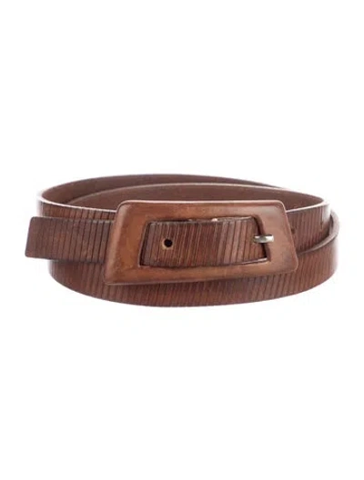 Pre-owned Claudio Orciani Skinny Leather Waist Belt In Brown