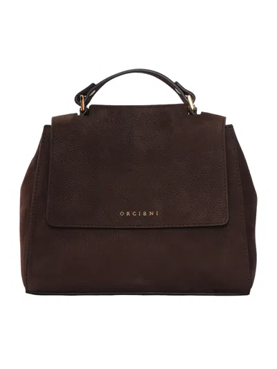 Claudio Orciani Small Sveva Nabucco Nubuck Leather Handbag In Brown