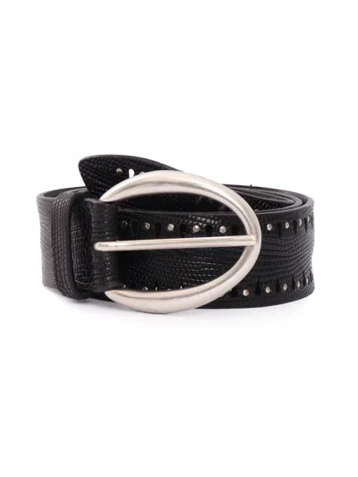 CLAUDIO ORCIANI SMOOTH CALF LEATHER BELT WITH POLISHED FINISH