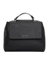 Claudio Orciani Structured Black Calf Leather Handbag With Flap Closure In Black