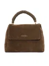 Claudio Orciani Structured Calf Leather Handbag With Polished Finish In Brown