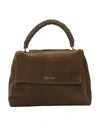 Claudio Orciani Structured Calf Leather Handbag With Polished Finish In Brown
