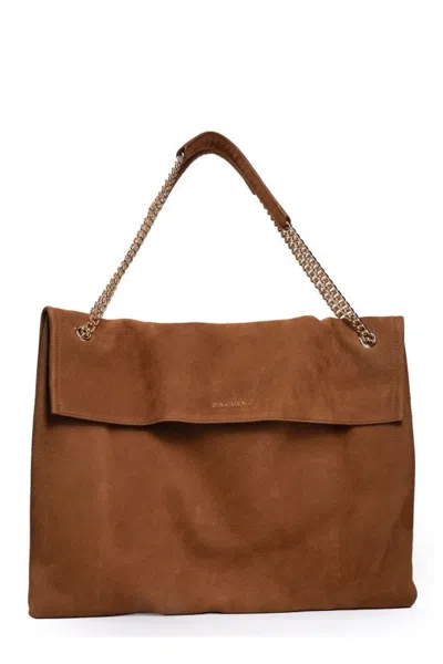 Claudio Orciani Structured Calf Leather Tote Bag With Minimalist Design In Brown