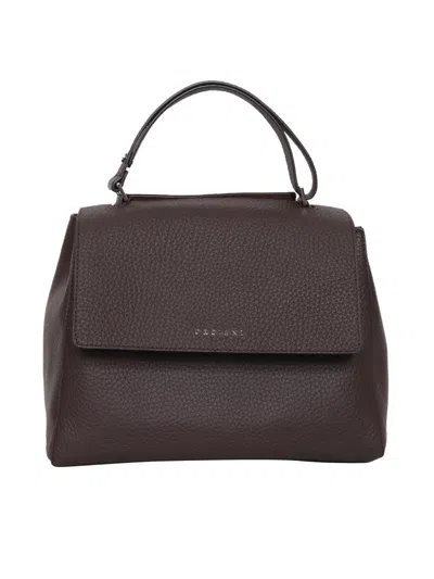 Claudio Orciani Structured Handbag In Smooth Calf Leather With Top Handle In Brown