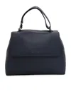 Claudio Orciani Structured Handbag In Textured Calf Leather In Blue