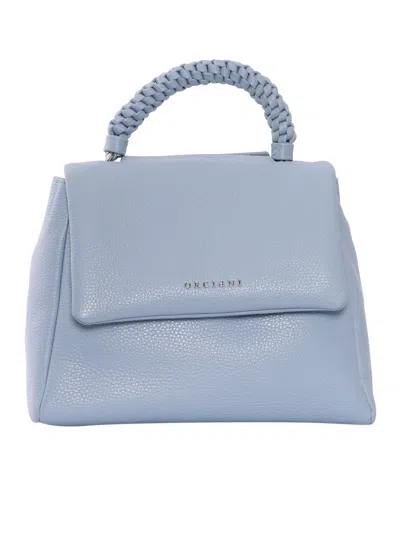 Claudio Orciani Structured Pebbled Leather Handbag In Blue