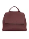 Claudio Orciani Structured Pebbled Leather Handbag With Flap Closure In Burgundy