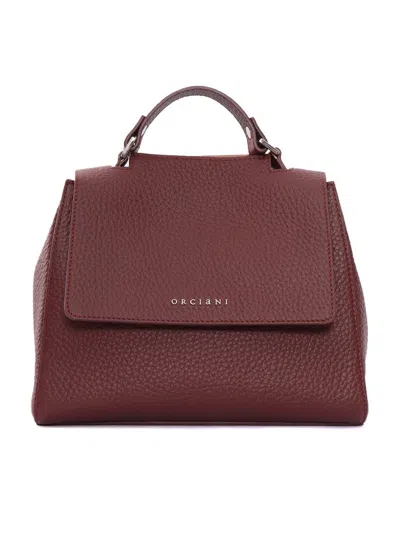 Claudio Orciani Structured Pebbled Leather Handbag With Flap Closure In Burgundy