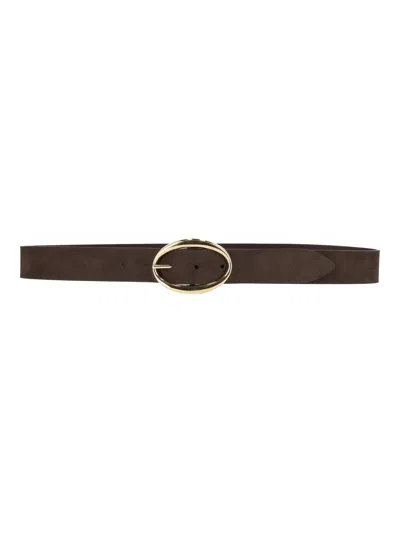 Claudio Orciani Sveva Nabucco Double Slim Nubuck Leather Belt In Black
