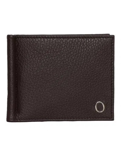 Claudio Orciani Textured Calf Leather Silver Wallet In Brown