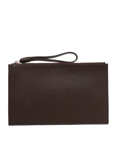 Claudio Orciani Textured Calf Leather Wallet In Brown