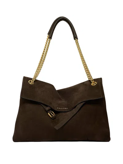 Claudio Orciani Venus Nabucco Midi Nubuck Calf Leather Shoulder Bag In Brown