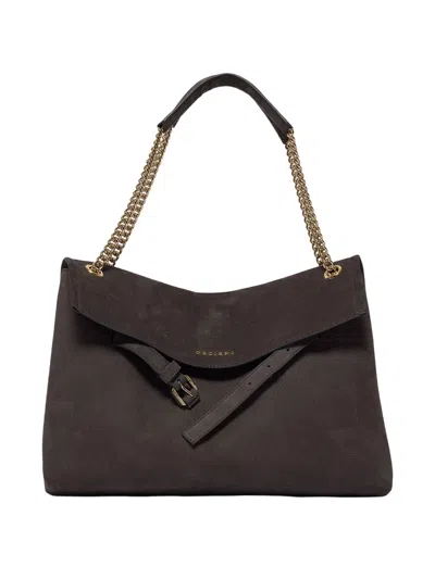 Claudio Orciani Venus Nabucco Midi Nubuck Leather Shoulder Bag In Grey