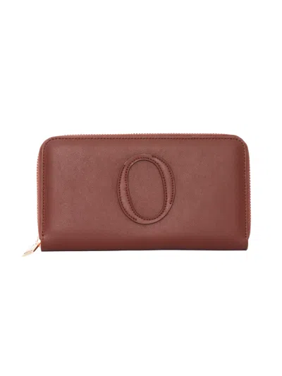 Claudio Orciani Zip Around Stitched Oval Wallet In Red