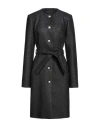 Claus Tyler Woman Coat Black Size 10 Virgin Wool, Metallic Fiber In Black